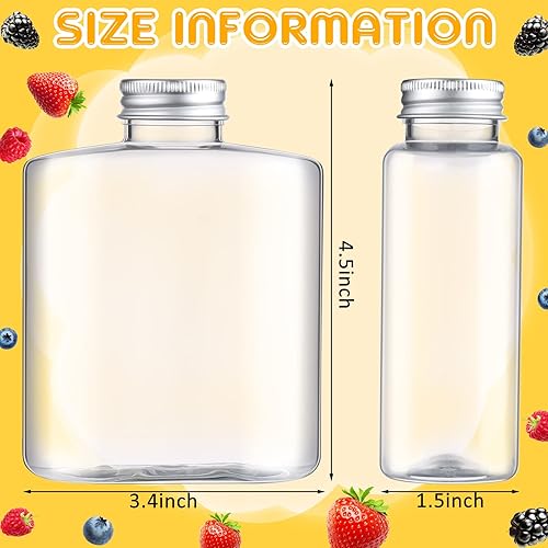 Miniatura 2 de Thenshop Paquete de 24 botellas de plástico con tapas, botellas de jugo transparentes, botella de agua plana, botella de plástico reutilizable, mini