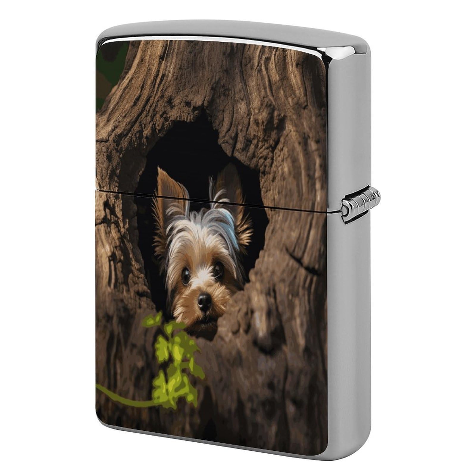 Btcowzrv Style Tree Hole Yorkie Metal Lighter Case Sleeve Cover Holder