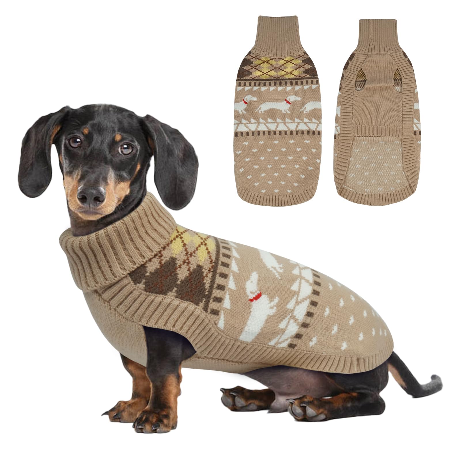 Lelepet Dachshund Sweater in Khaki