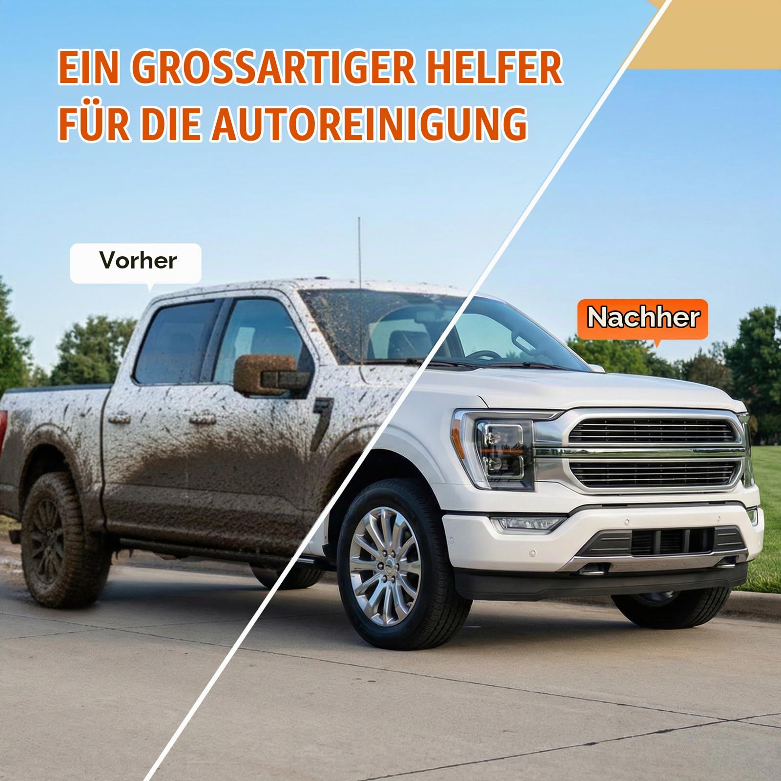 Hochdruckreiniger 140 Bar, 1600W Mobiler Hochdruck Wasserpistole, 420 l/h Fördermenge, mit Schaumkanone und Schlauchtrommel, Hochdruckpistole für Autos/Zäune/Garten/Patios
