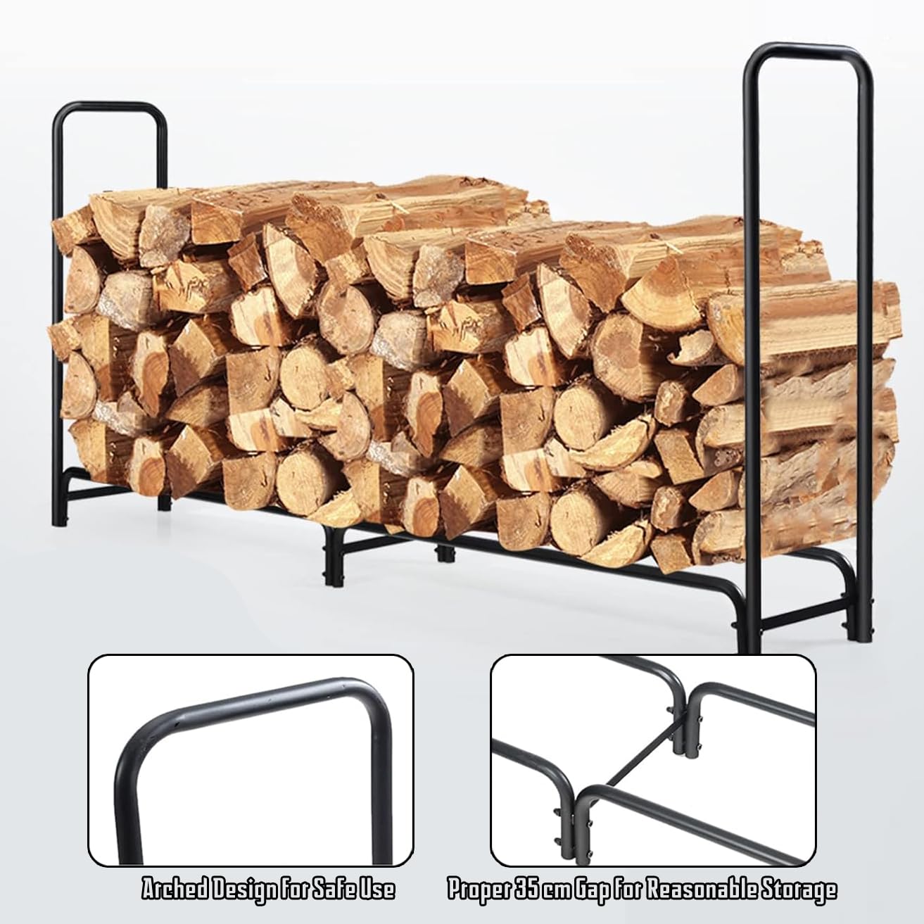Portalegna da ardere da esterno resistente con copertura impermeabile, antiruggine, in legno ventilato, per patio, cortile, balcone, può contenere fino a 226,8 kg