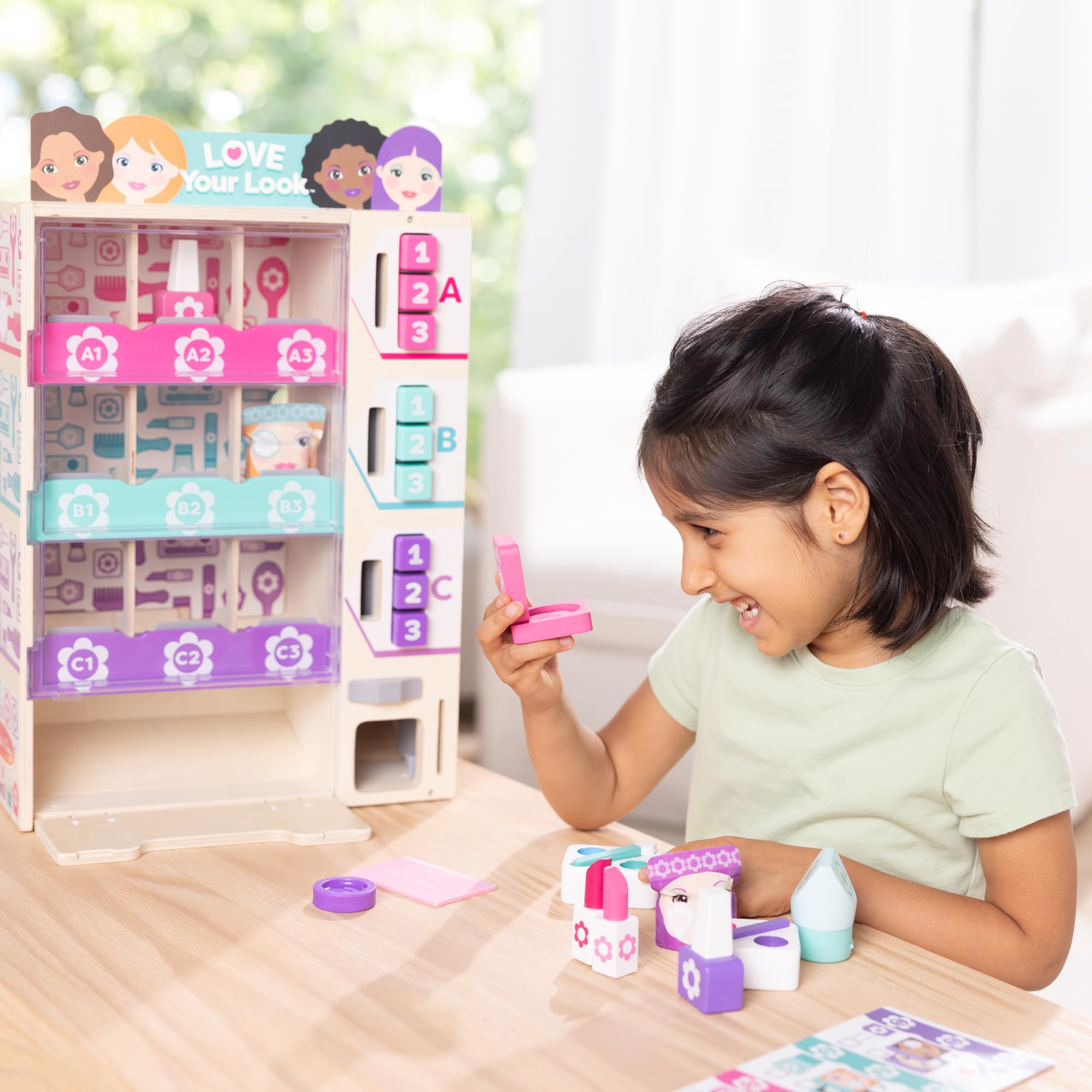 Melissa & Doug Ordina, scorta, seleziona set di giochi per chioschi di bellezza, set di gioco per fingere il trucco, giocattolo in legno per ragazzi e ragazze dai 3 anni in su, certificato FSC