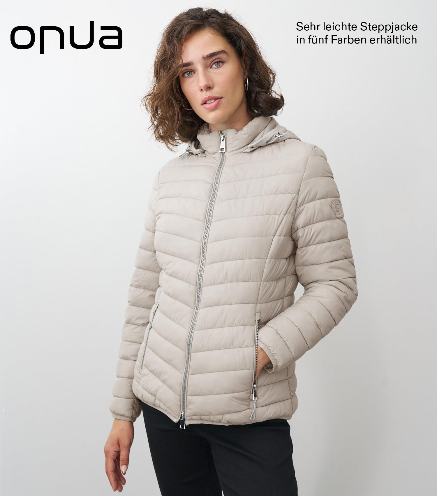 ONUA Leichte Steppjacke Damen, Übergangsjacke, Frühlingsjacke oder Damenjacke mit Wattierung, Outdoorjacke mit abnehmbarer Kapuze in fünf Farben (Größen 36-48)
