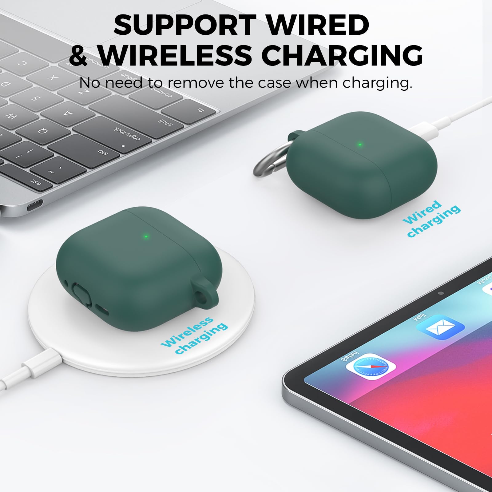 AhaStyle Coque AirPods 4 (2024) Silicone Kit Nettoyage Étui Protection Anti-Rayures Supportant Recharge USB-C sans Fil