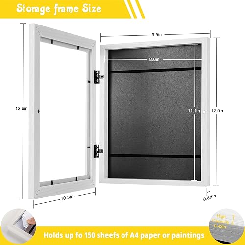 Miniatura 3 de Paquete de 2 marcos de arte para niños de 8.5 x 11 pulgadas, marcos de arte para niños, intercambiables, con apertura frontal, marco de