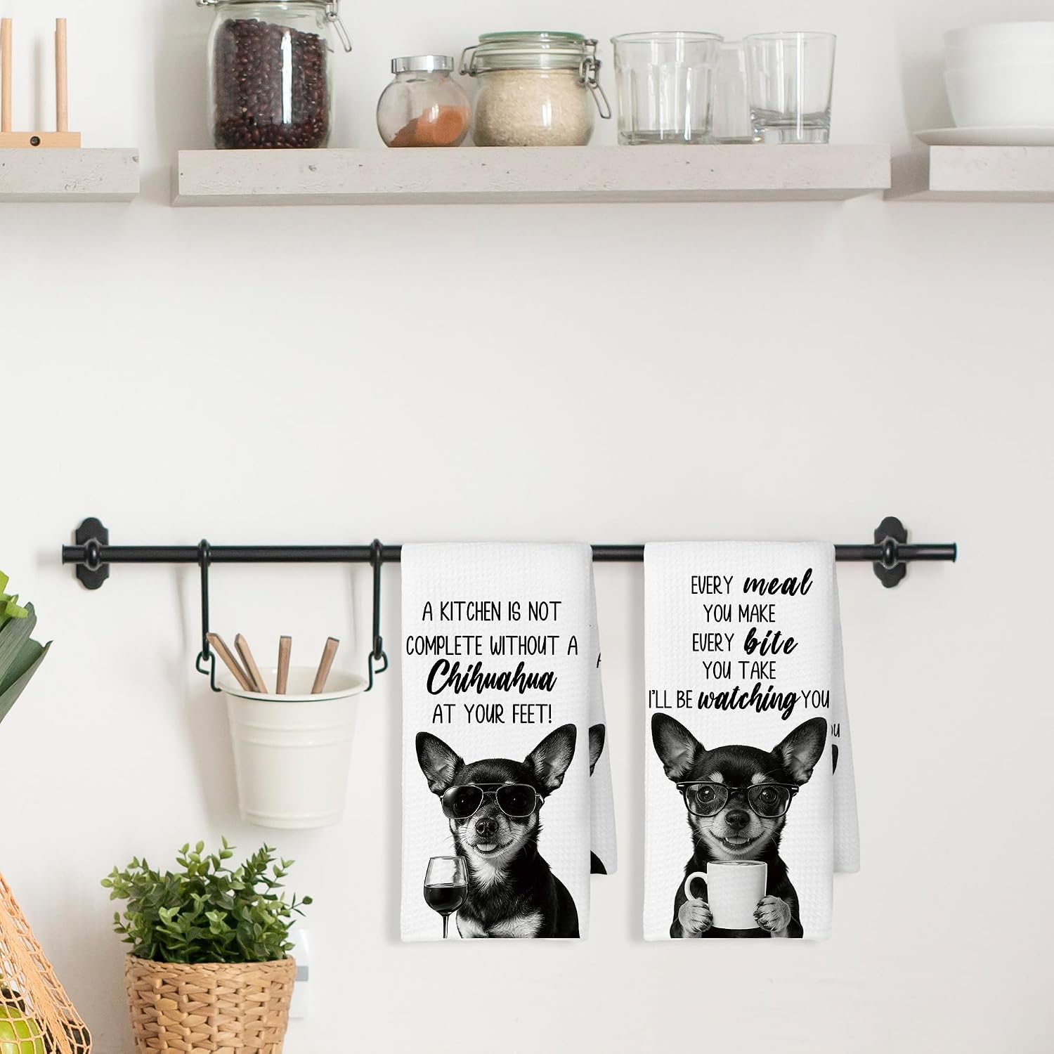 Funny Chihuahua Gifts Kitchen Towels Set of 2, image 3