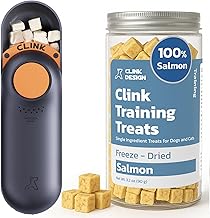 Clink Clicker Training Clicker with Freeze-Dried Salmon Training Treats – 2-in-1 Dog Clicker + Treats Bundle for Puppy Training & Positive Reinforcement