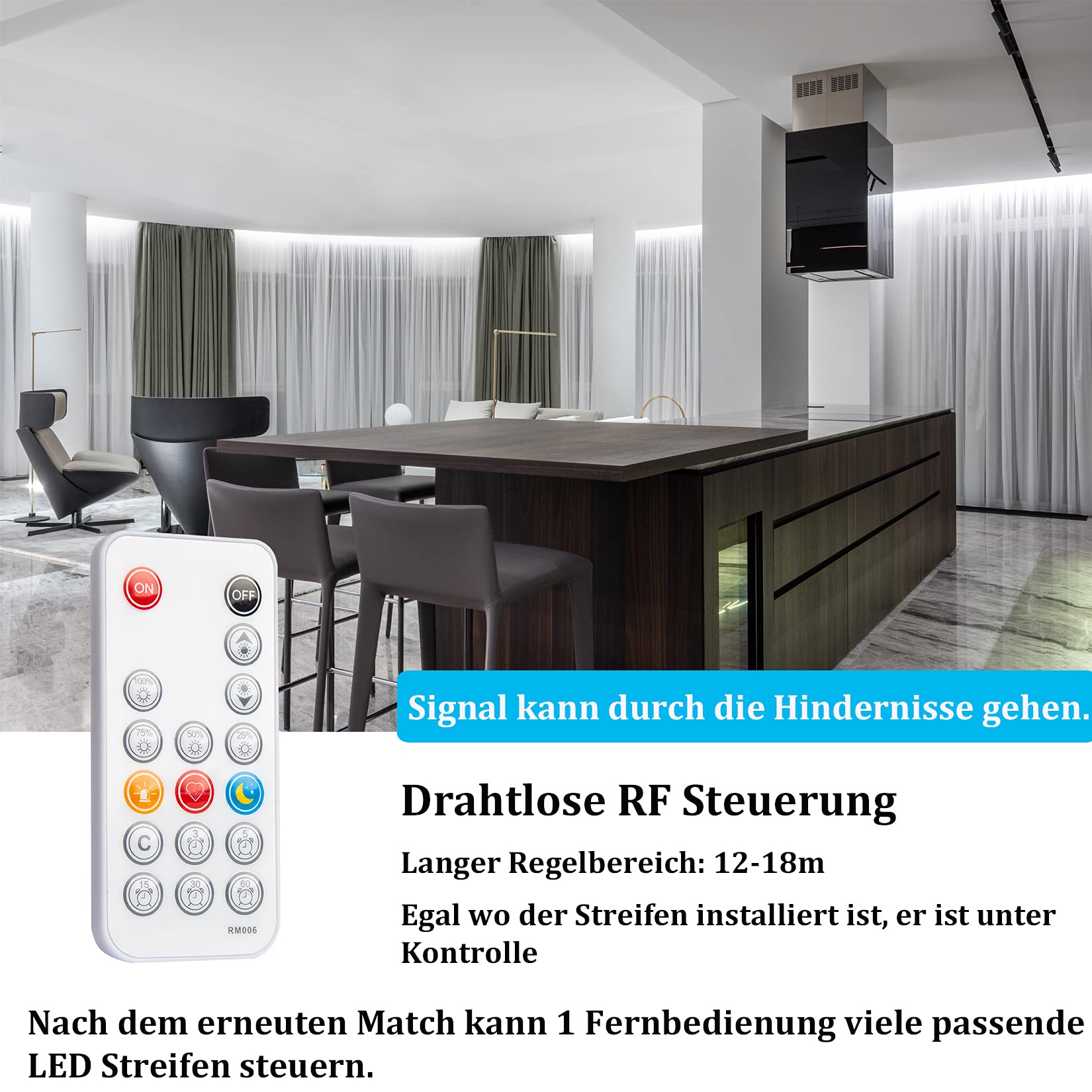 WOBANE Striscia Led 10 Metri Bianco, 2 * 5m Strisce Led Luce Bianca Freddo 6000K con Telecomando Dimmerabile, Striscia Led Adesiva con Alimentatore 12V per Decorazione Interni,Camera,Soggiorno,Cucina