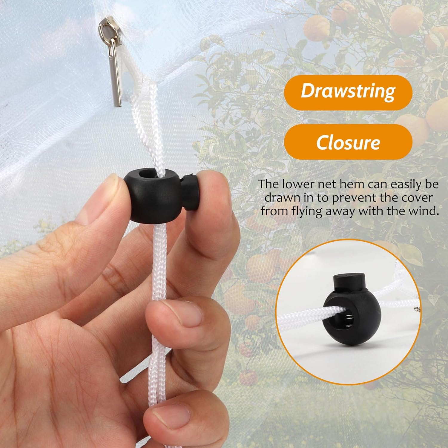 2PCS Large Fruit Tree Netting with Drawstring and Zipper, 10 * 10FT Garden Netting for Garden Protection, Insect Bird Netting for Fruit Trees,Protection from Birds, Bugs,Cicadas,Insects (2pcs 3 * 3m)