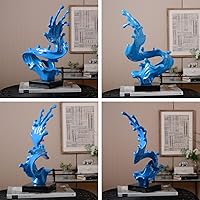 Vista 4 de HAUCOZE Modern Sculpture Decor Abstract Statue Figurine Sea Wave Arts Gifts Polyresin Crafts 16.0 inch