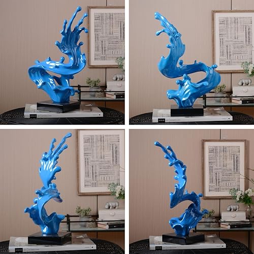 Miniatura 4 de HAUCOZE Modern Sculpture Decor Abstract Statue Figurine Sea Wave Arts Gifts Polyresin Crafts 16.0 inch