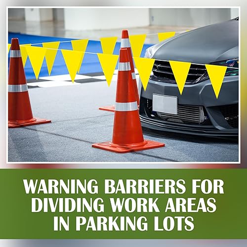 Miniatura 5 de Peryiter Banderines de bandera de 105 pies, banderas de marcado perimetral, banderas de construcción, letreros de advertencia industriales,