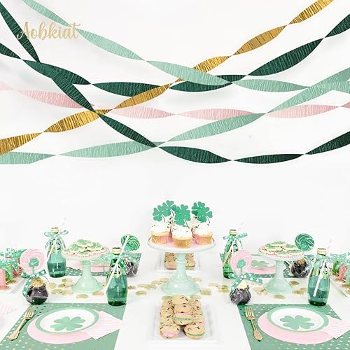 Miniatura 12 de AOBKIAT Decoración de boda, papel crepé dorado, rosa, naranja, dorado, 8 piezas, serpentinas, decoraciones de fiesta para bodas, despedidas