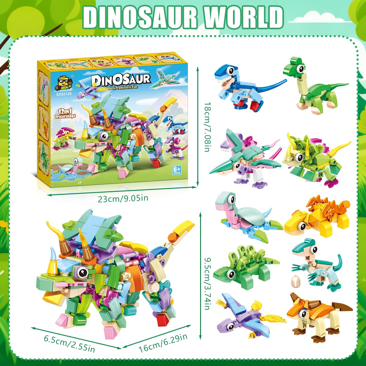 ZappelStift 12 Packs Dinosaur Building Blocks Party Favors for Kids Mini Animals Building Blocks Toy - Image 2