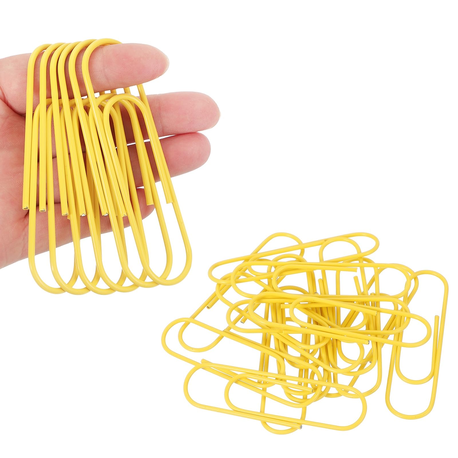 PATIKIL 4 Inch Large Paper Clip, 30PCS Big Paper Clip Extra Large Huge Metal Giant Clips Rust-Proof Strong Durable Bulk Cute for Home Office Accessories Bookmark, Yellow