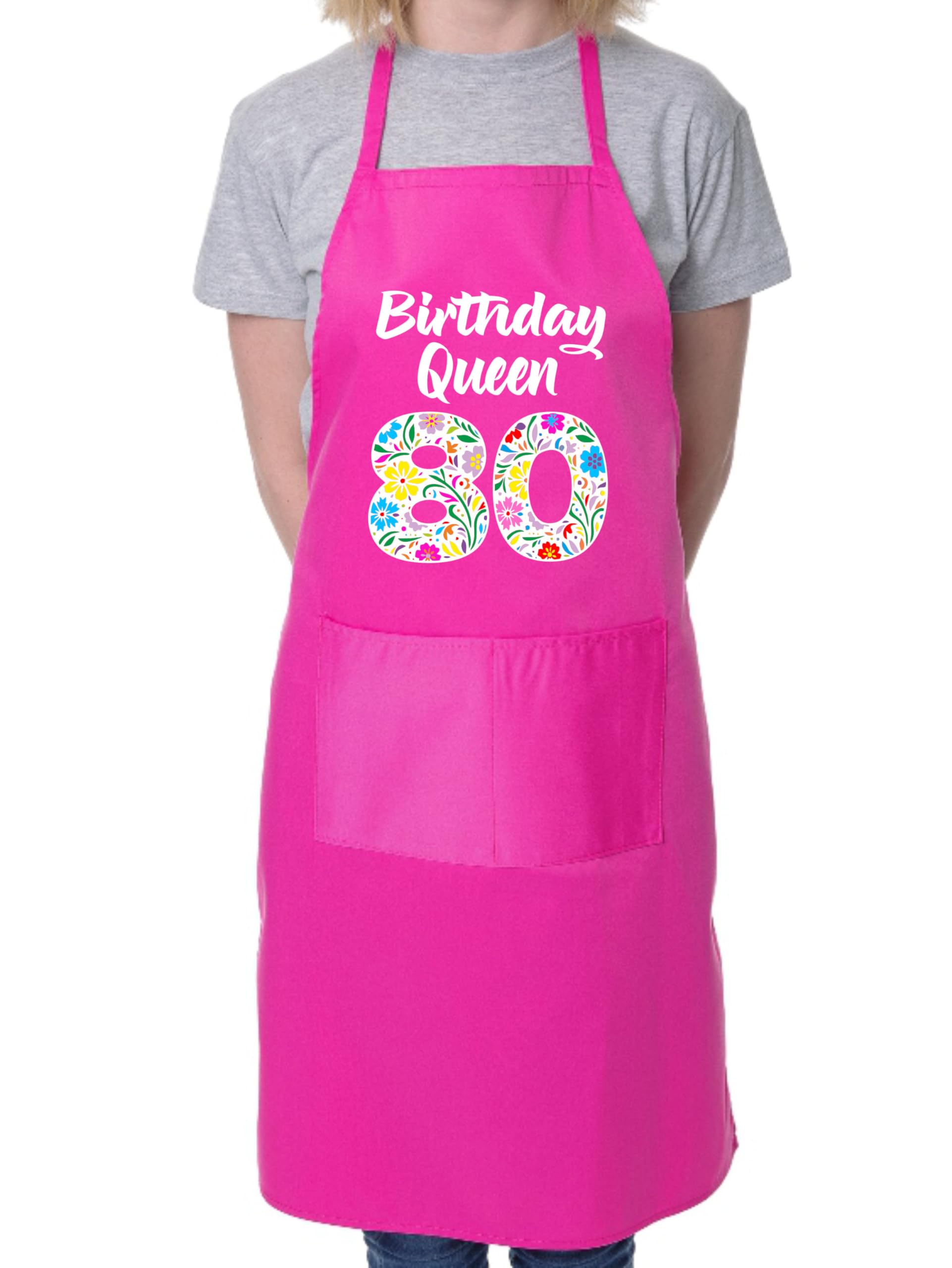Print4U Birthday Queen 80 Apron Gift For 80th Birthday 80 Year Old Present Pink