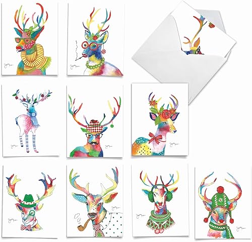 The Best Card Company Paquete variado de 10 tarjetas de felicitación de Navidad con sobres, surtido navideño de humor para hombres y mujeres (10
