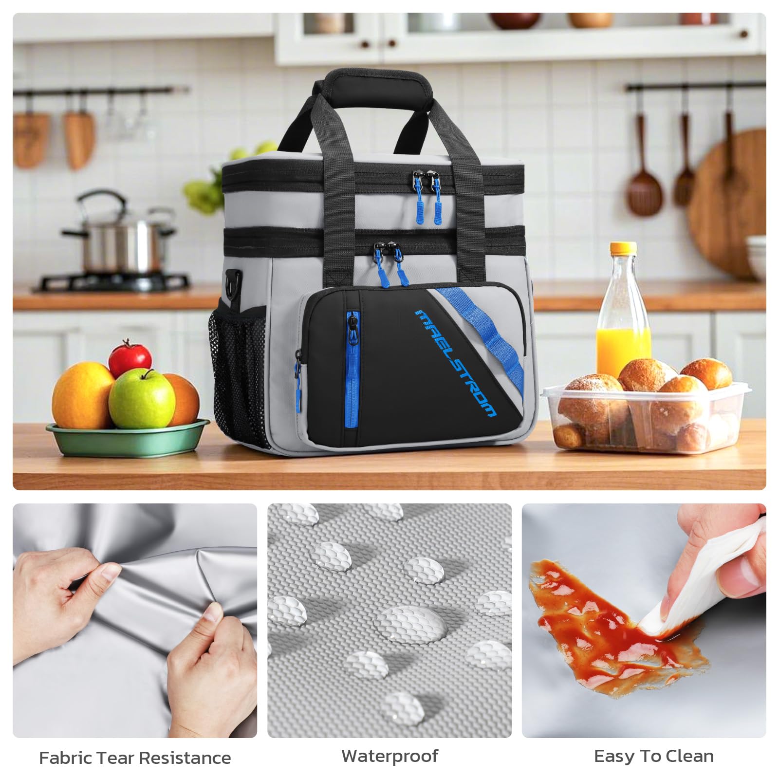 Maelstrom 20L Kühltasche, isolierte Lunch Tasche mit 2 Fächern | Erweiterbar, hält 16 Std. kalt, auslaufsicher, mehrere Taschen, leicht zu tragen, ideal für Arbeit, Reisen, Strand, Camping