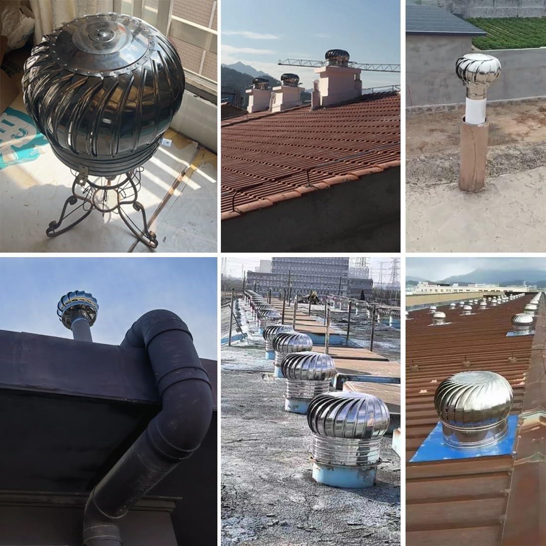 7.5~60 Cm Tapas De Chimenea, Sombrerete De Chimenea Giratorio De Acero Inoxidable 201, Cubierta De Ventilación Redonda Para Techo, Extractor De Humo Pivotantes(25 cm/9.9 in)