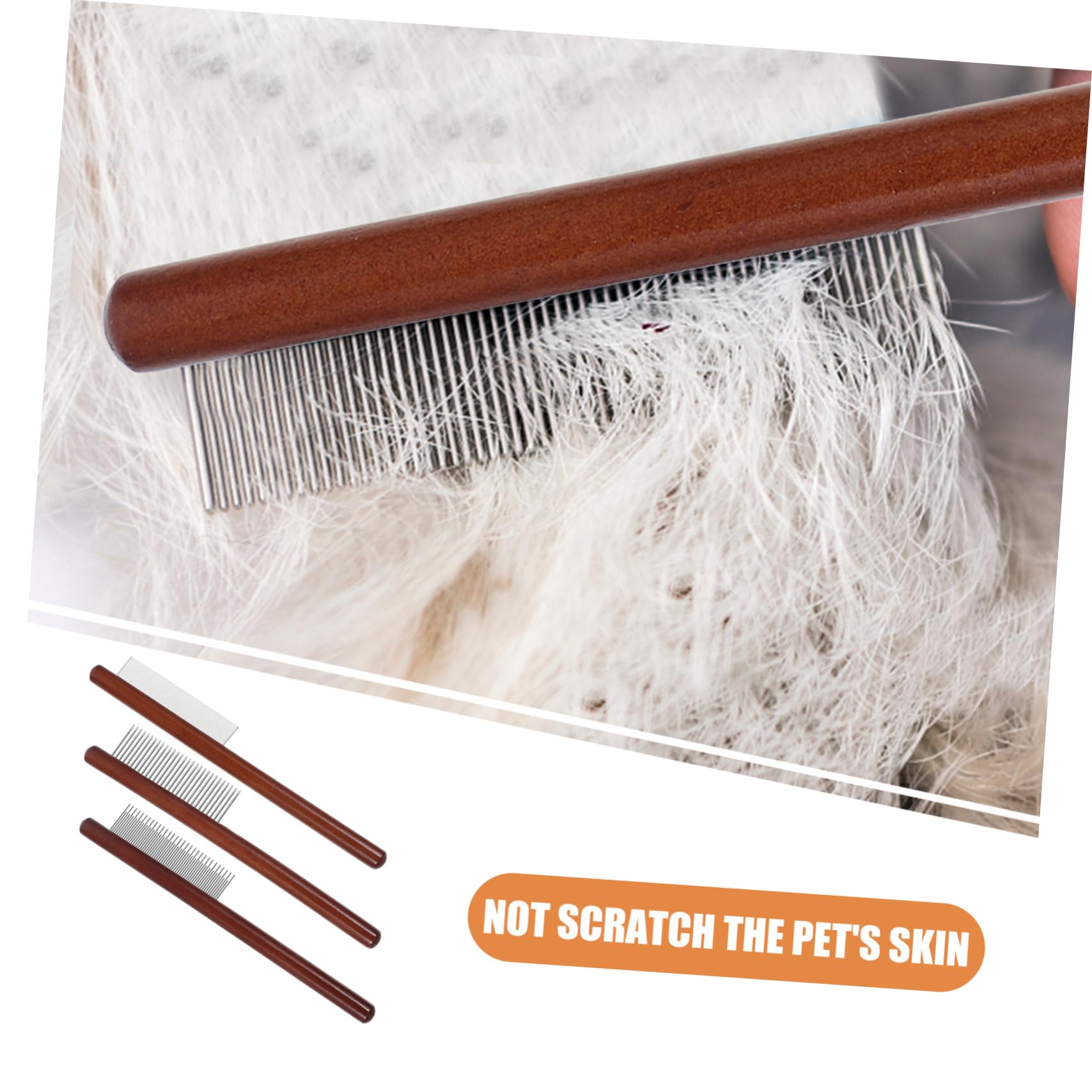 Garneck Pet Comb for Cat Dog Grooming Tool Smooth Edges Wear-resistant Portable Hair Comb for Pet Care