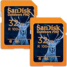 SanDisk Paquete de 2 tarjetas de memoria FHD SDHC UHS-I de 32 GB para exteriores (2 x 32 GB), hasta 100 MB/s, C10, tarjeta SD de cámara Trail - SDSDUNR-032G-GN6V2