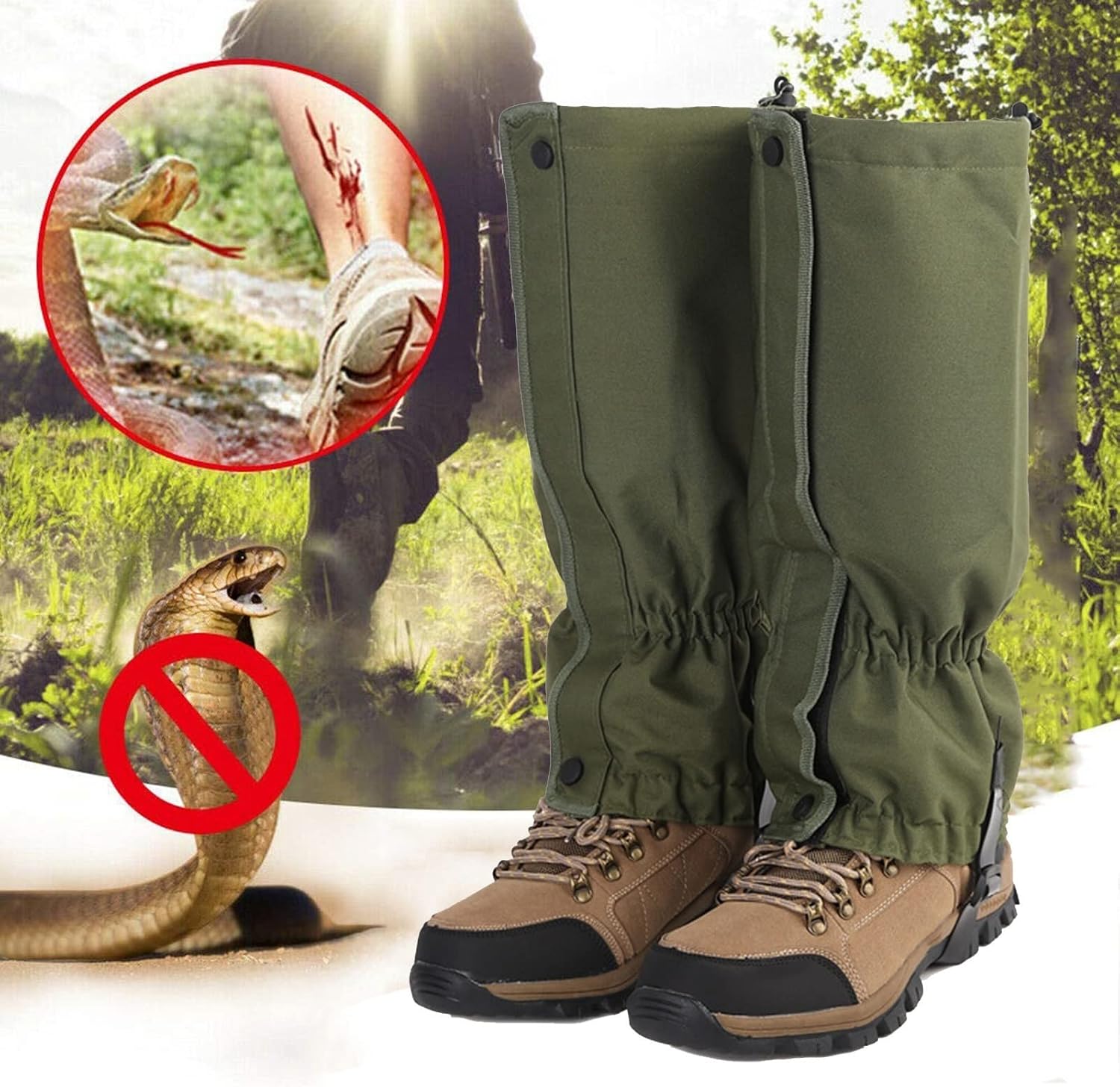 Leg Gaiters, Anti-Snake Gaiters, Snow Mountaineering Camping Hiking Fender Shoe Covers for Men and Women Hiking, Hunting, Unisex (Color : B, Size : One Size)