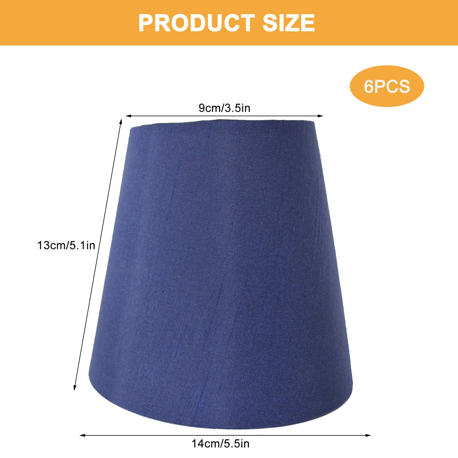 Condition photo showing New/Like New for small lamp shades clip on bulb, fabric chandelier shades set of 6 | 3.5x5.5x5.1 in, fabric, for table lamps, wall lamps & chandeliers, clip-on installation, mini size