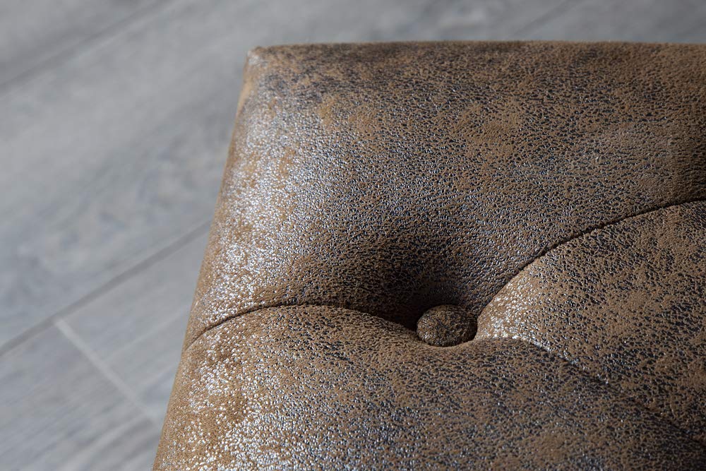 invicta INTERIOR Design Chesterfield Fußhocker im Antik Look Hocker Sitzhocker Wohnzimmer Polsterhocker