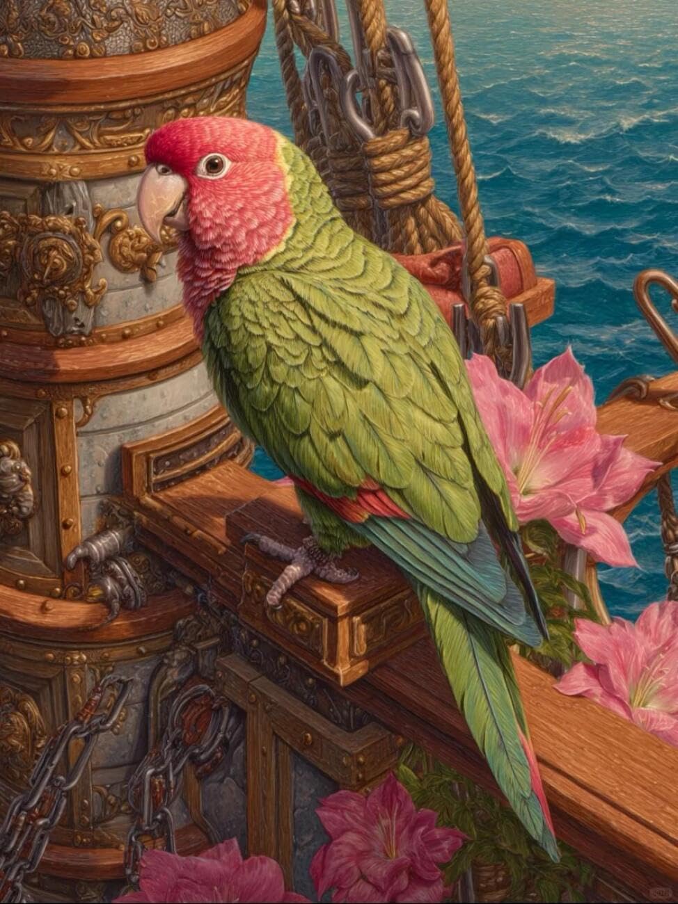 Rqwybcaxn Kits De Bordado Con Cuentas Loros Y Flores Animales Patrones De Bordado Con Cuentas Y Punto De Aguja (Diy)，Arte Mural Decorativo，Regalos Festivos 9CT 40x50cm