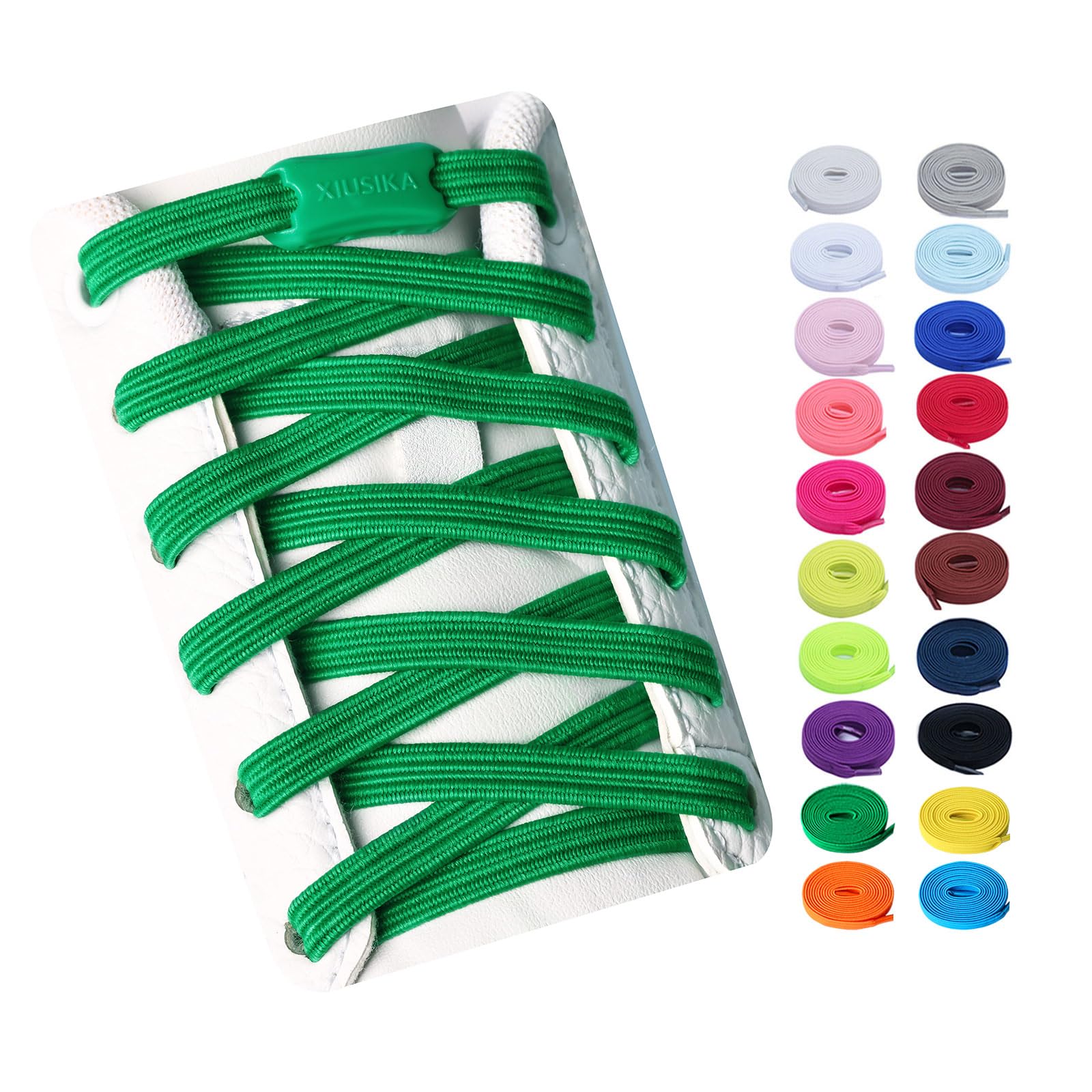 Booyckiy Elastic No Tie Shoe Laces for Kids, Adults, Flat Stretch Shoelaces