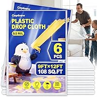 Ceydoew 6-Pack 9x12ft Premium Plastic Drop Cloths for Painting - Waterproof Dust-Proof Disposable Painter Tarp for DIY Renovations