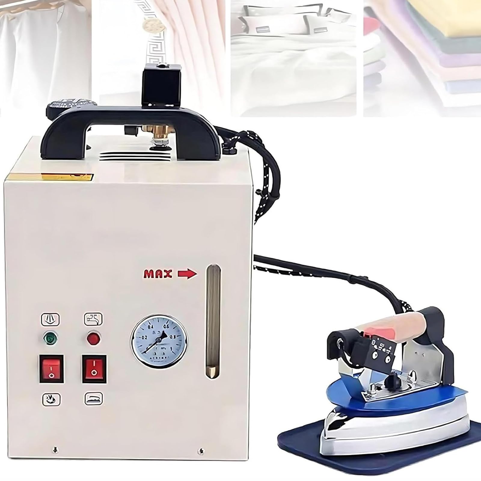 DPQYJPP Industrial iron steam generator, 4l stainless steel boiler, aluminium soleplate, 1600w total, curtain electric iron boiler professional ironing station, steam can be adjusted.