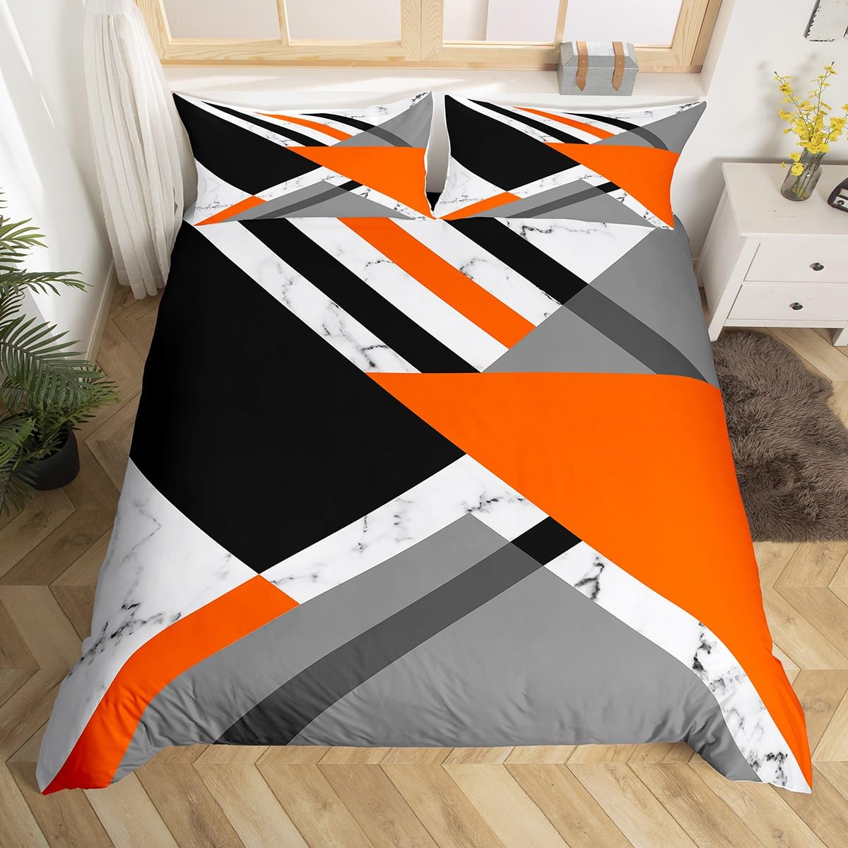Housse de couette géométrique marbre pour transformer l'ambiance de votre chambre