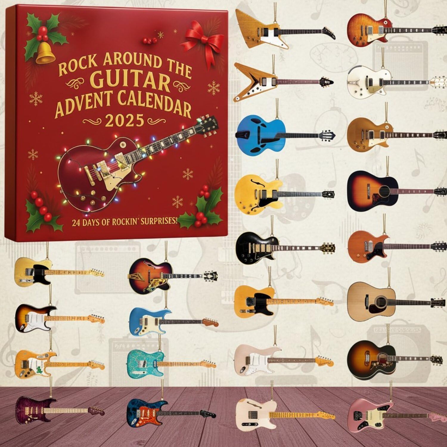 Calendrier De L'Avent 2025 Pour Guitariste - 24 Jours Avec 20 Médiators, Étui Cuir & Boîte Métal - Cadeau Noël Musicien - 6