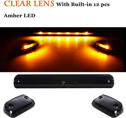 Miniatura 5 de NPAUTO 3 luces de cabina Silverado ámbar con 12 luces LED transparentes para cabina de techo, luces de repuesto para Chevy Silverado GMC Sierra 1500