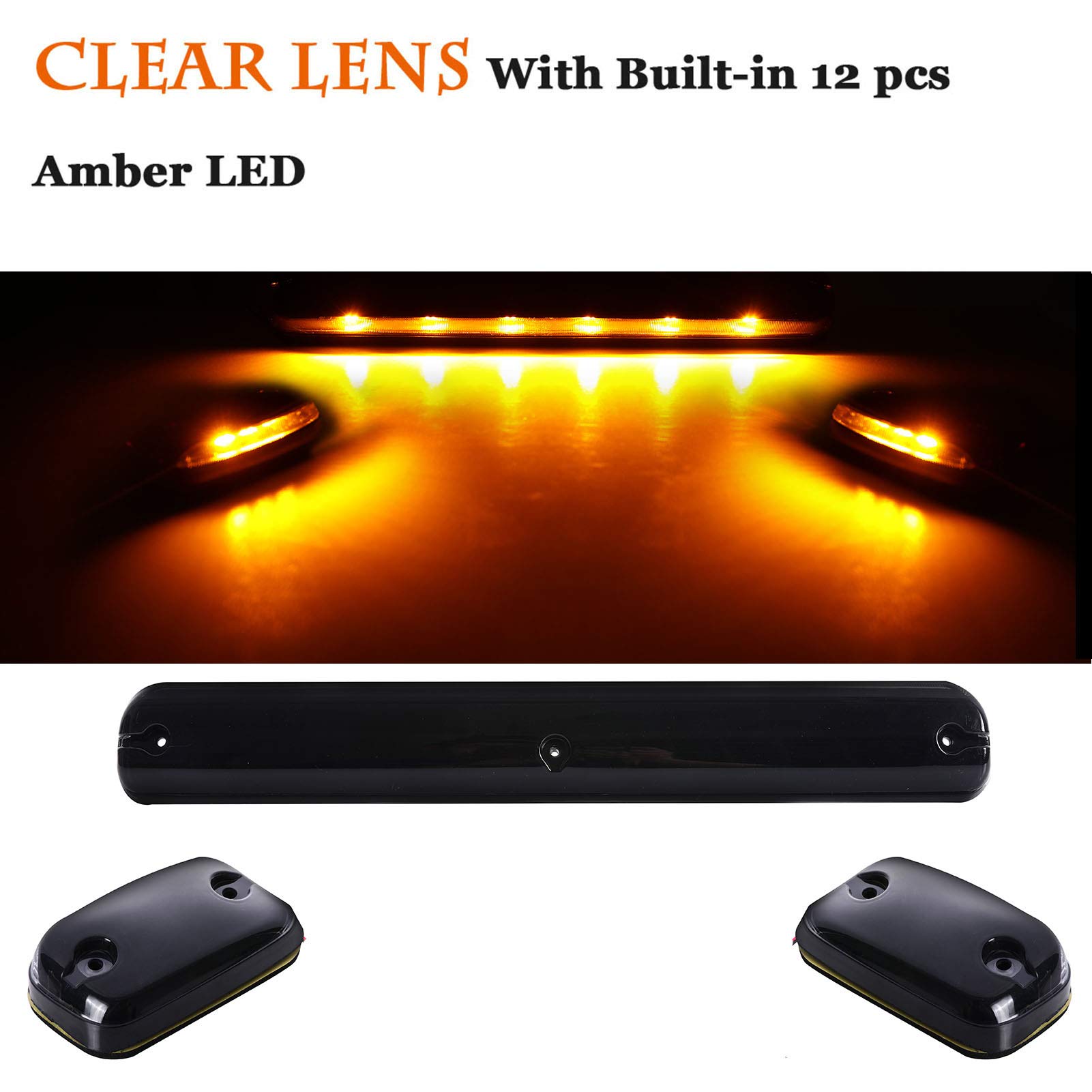 Luces LED de marcador de cabina ámbar con lente transparente para Chevy Silverado GMC Sierra 07-14