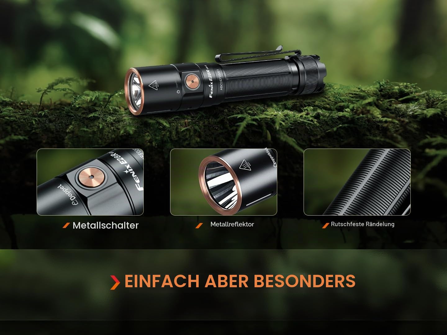 Fenix E28R V2.0 LED-Taschenlampe, wiederaufladbare kleine EDC-Taschenlampe, 1700 Lumen, 273 Meter, Stroboskopfunktion