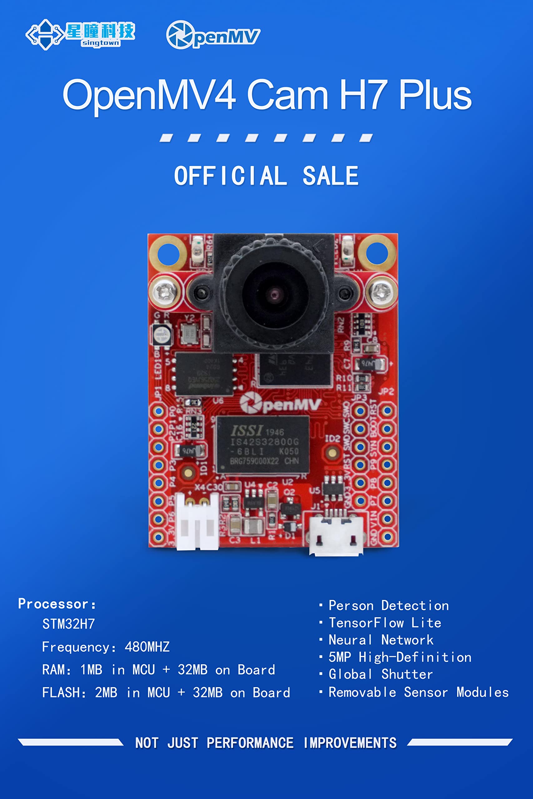 OpenMV SingTown CAM H7 Plus Genuine-5MP High Definition Image Processing Machine Learning Smart Camera Robotics OpenMV4 H7 Plus