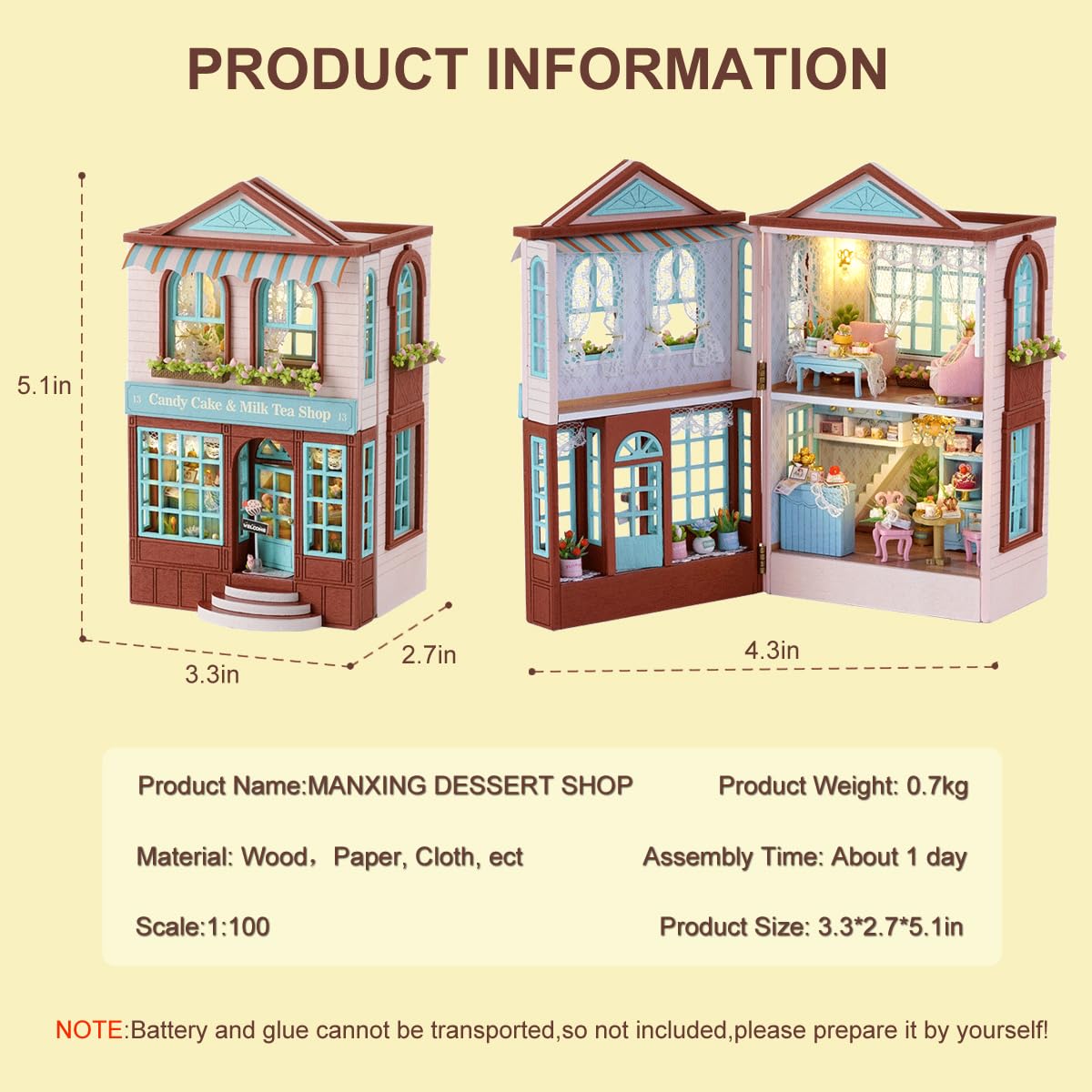 Miniatur-Puppenhaus Zum Selberbauen - Mit LED-Beleuchtung, Holzmöbeln & Staubschutz - Perfekt Als DIY-Geschenk