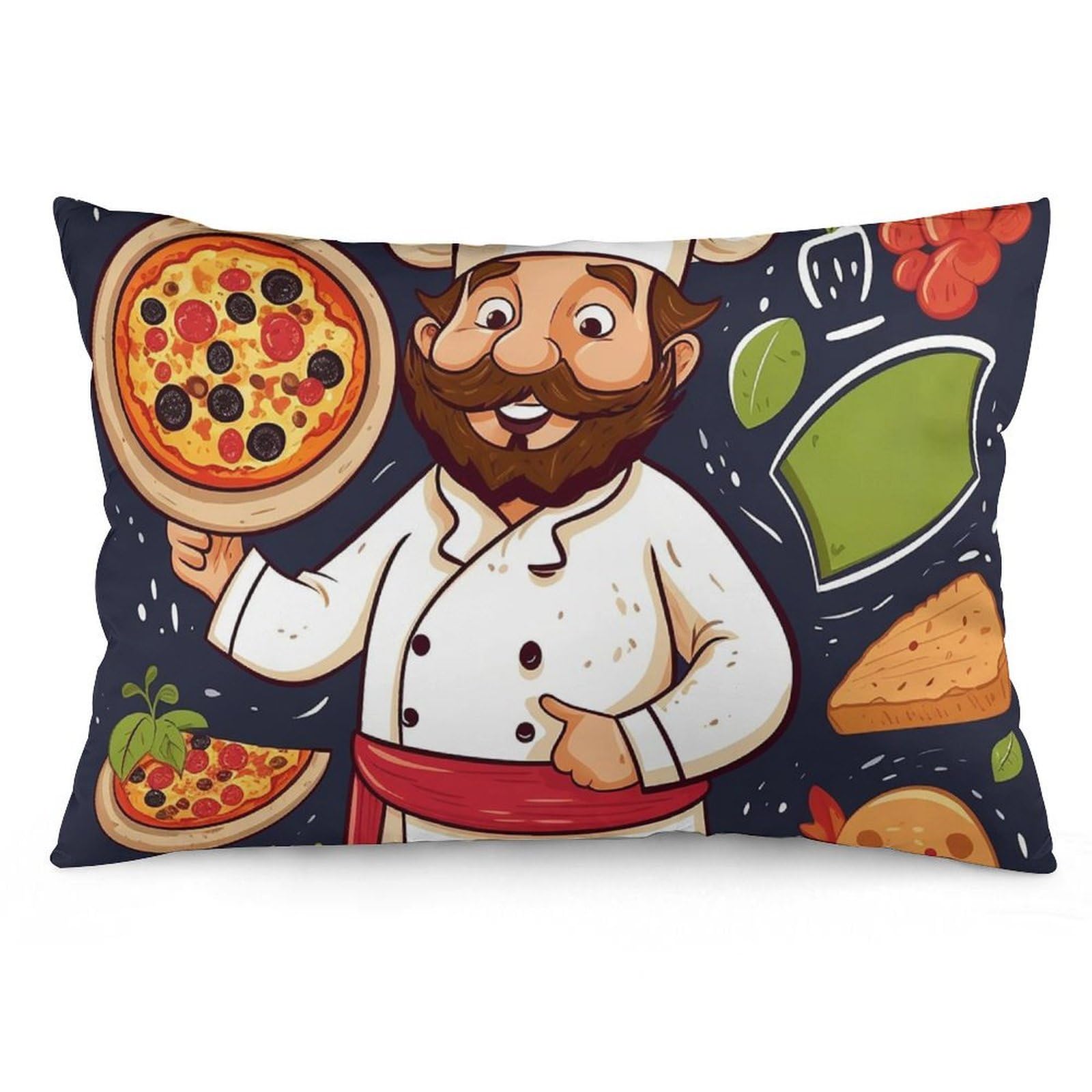 Velvet Pillowcases Standard Size 12 "x20, Ultra Soft Breathable Pillow Cases for Bed, Luxury Cozy Fuzzy Pillow Shams, Lumbar Pillow Cover, Chef Pizza Cushion Case Home Decor