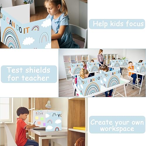 Miniatura 5 de 24 tableros de privacidad para escritorios de estudiante, bohemio, arcoíris, aula, divisor de escritorio, panel de privacidad, carpetas de