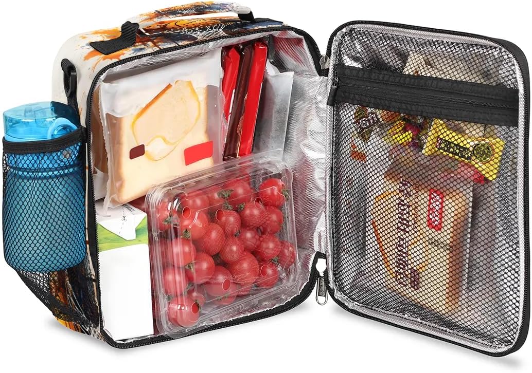 Pardick Lunch Box for Kids Watercolor Sport Basketball Lunch Bag for Girls Boys Insulated Freezable with Adjustable Shoulder Strap, Cooler Tote Bag for School Travel Picnic Beach - Image 4