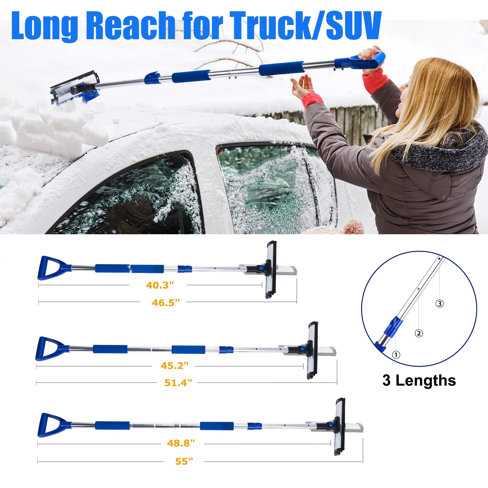 Amazon.co.jp: 55インチ 傷防止スノーブラシ 車と雪かき用 壊れにくい