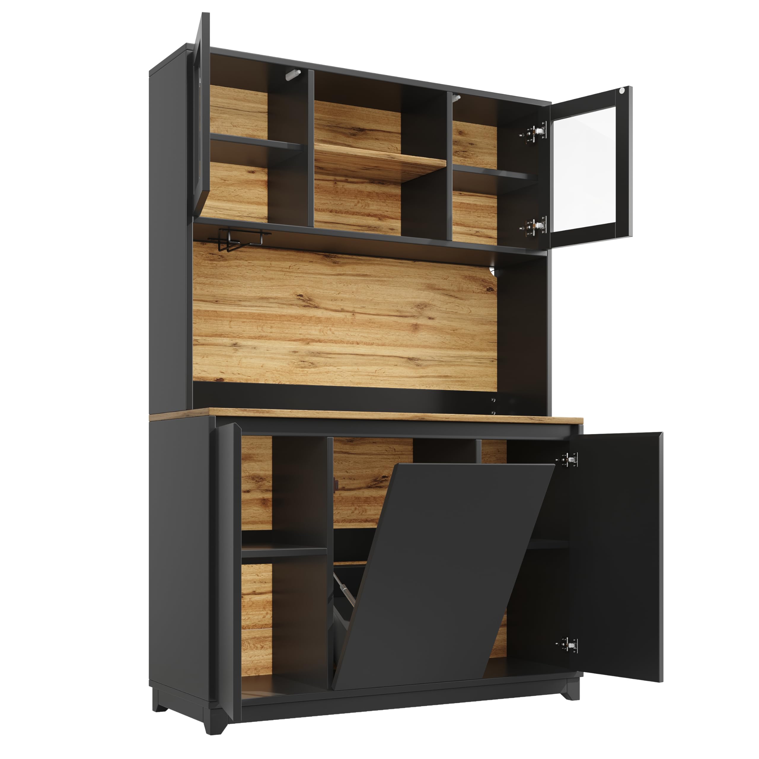 Kebnor Armadietti da Cucina (120 × 40 × 180 cm), alti tavoli da cucina, credenze, armadi da cucina con porte in acrilico e illuminazione LED