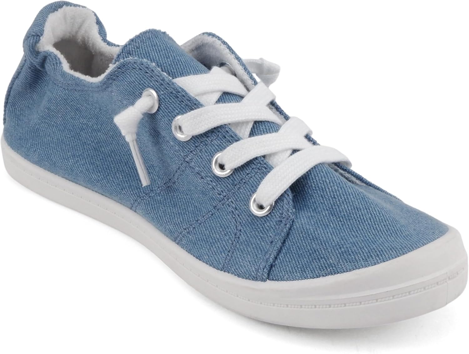 Soda Flat Women Shoes Linen Canvas Slip On Sneakers Lace Up Style Loafers Zig-S - Image 4