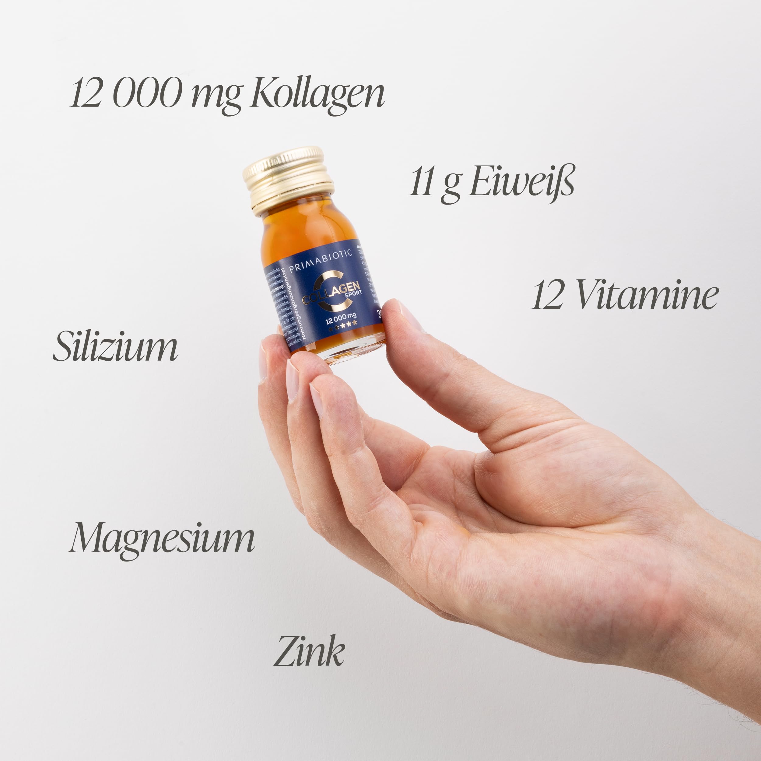 Primabiotic Collagen Sport - 30 Fläschchen - Kollagen-Shots zum Trinken - 12000 mg mit Orthokieselsäure - Für Aktive Menschen - Ananas-Geschmack - 45 kcal pro Portion - hoher Proteingehalt