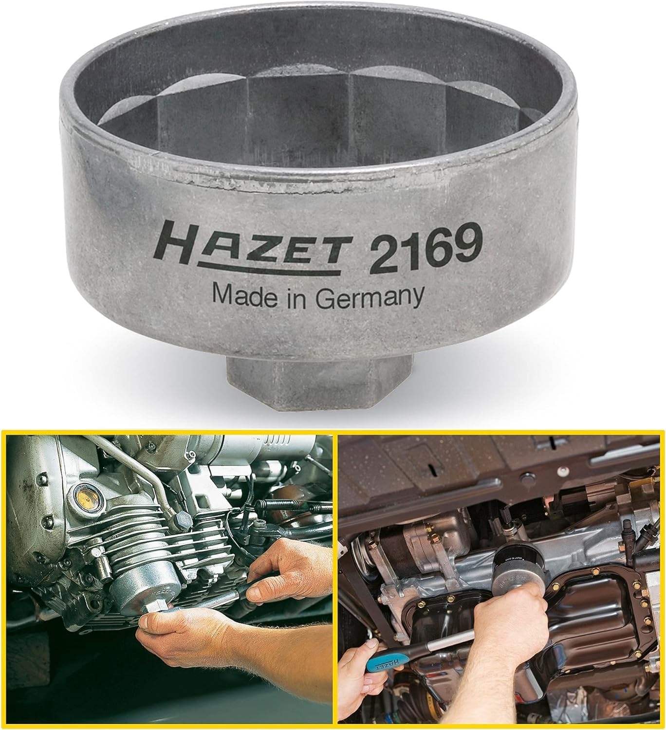 Hazet Llave para filtro de aceite 2169 I para diversos filtros de aceite con un diámetro de 82 mm, accionamiento: hexágono exterior 3/8 pulgadas