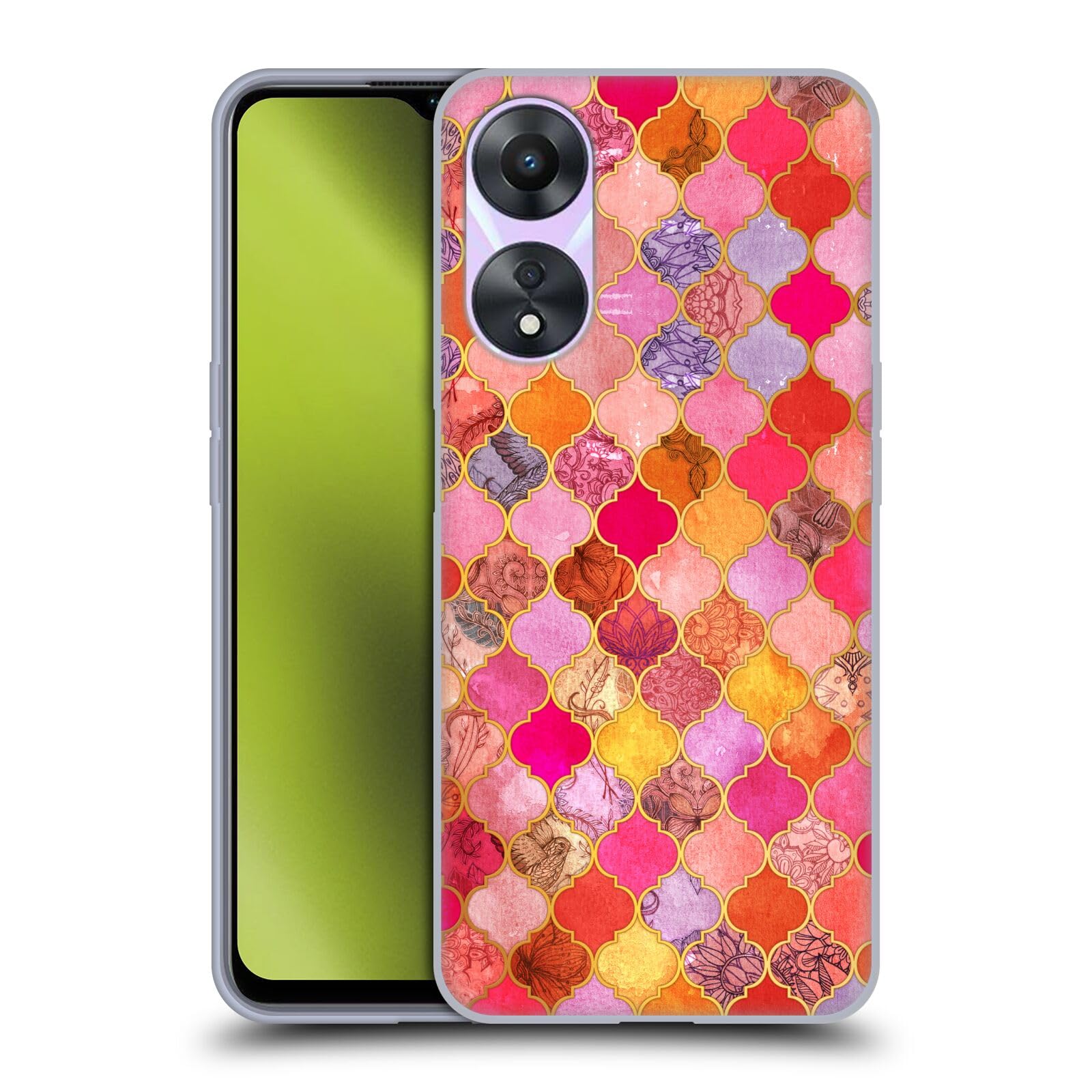 Head Case Designs Officially Licensed Micklyn Le Feuvre Hot Pink and Orange Moroccan Soft Gel Case Compatible With Oppo A78 5G
