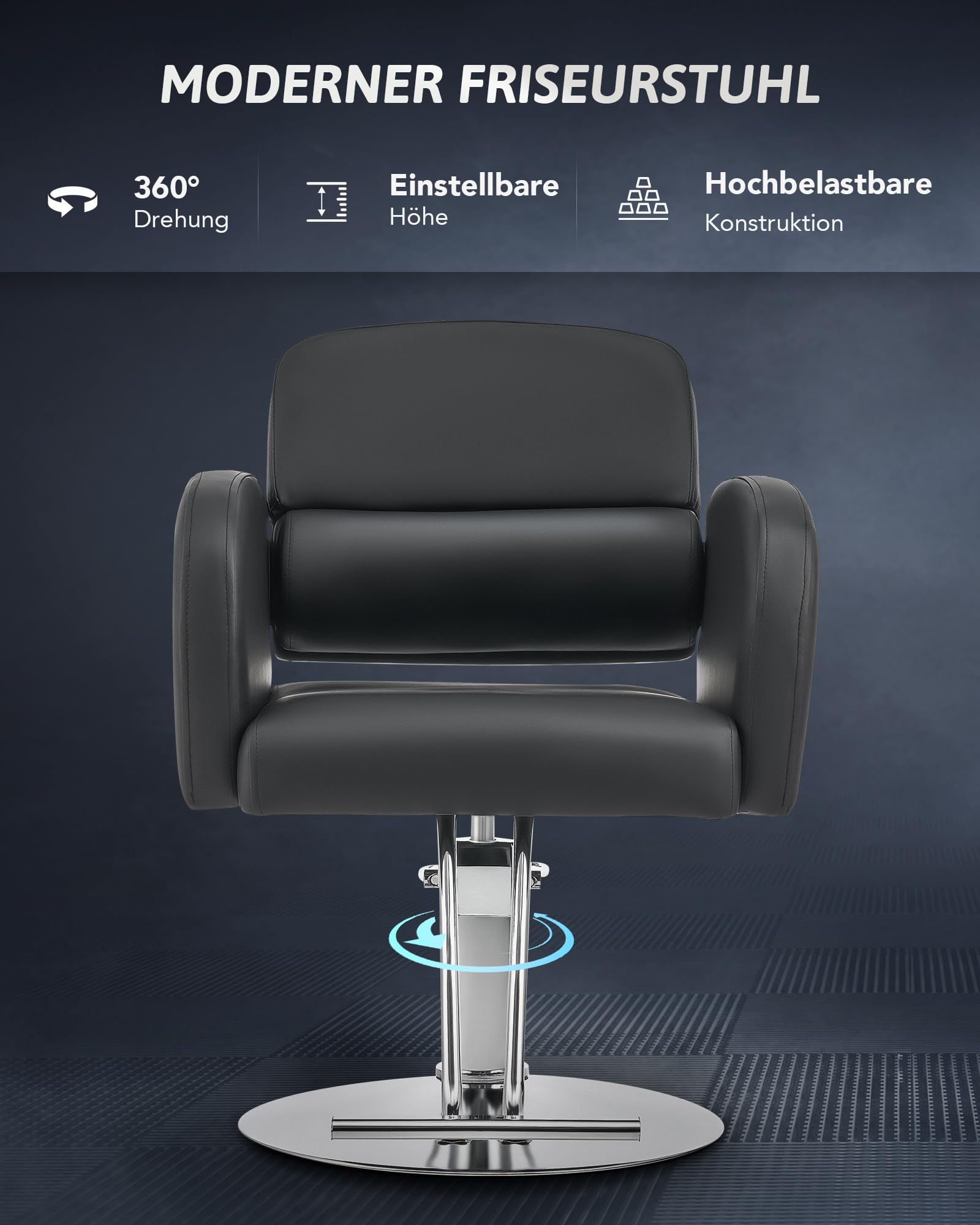 CO-Z Friseurstuhl Schwarz 41-56 cm Höhenverstellbar 360° Drehbar 250KG Barberstuhl