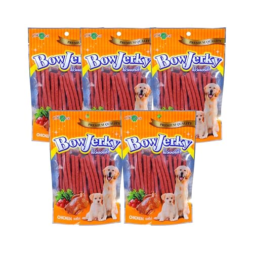 Bow Jerky Chicken Dog Treats Combo Pack 200gm x 5 | Natural Protein Rich Dog Snacks for Training & Reward | Healthy Chicken Treats for Adult Dogs & Puppies